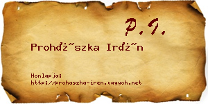 Prohászka Irén névjegykártya